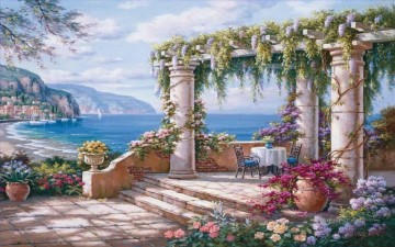 vista mediterránea Impresionismo Flores Pinturas al óleo